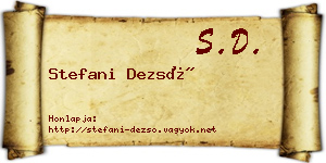 Stefani Dezső névjegykártya